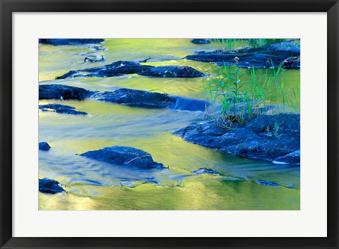 Framed Summer Reflections in the Waters of the Lamprey River, New Hampshire Print