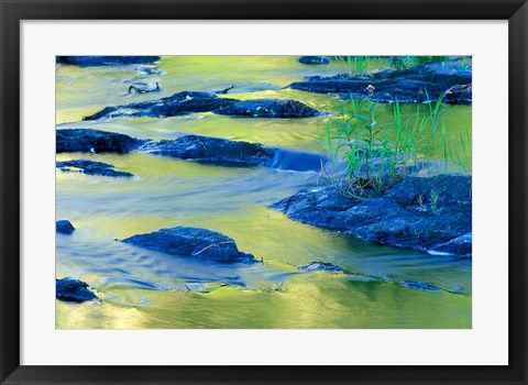 Framed Summer Reflections in the Waters of the Lamprey River, New Hampshire Print