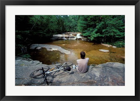 Framed Mountain Biking, Swift River, White Mountain National Forest, New Hampshire Print