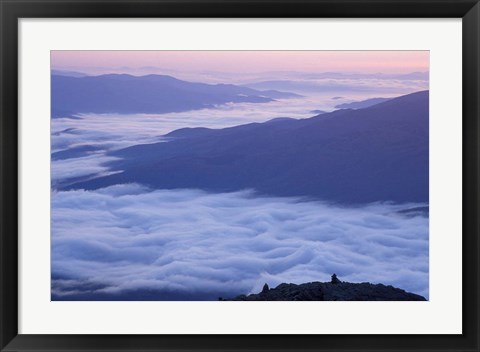 Framed Fog in the Valleys Below Mt Madison, White Mountains, New Hampshire Print