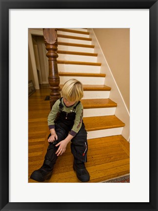 Framed Child, winter in Portsmouth, New Hampshire Print
