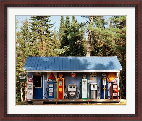 Framed Gas station, New Hampshire Print