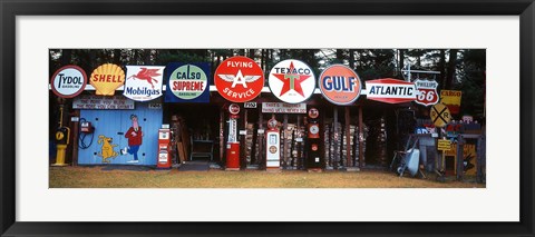 Framed Littleton Historic gas tanks and signs, New Hampshire Print