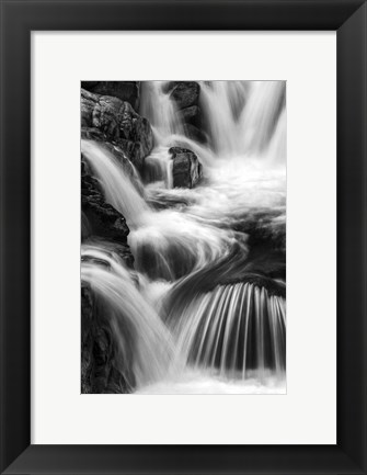 Framed New Hampshire. Black and White image of waterfall on the Swift River, Rocky Gorge, White Mountain NF Print