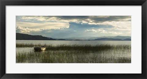 Framed Boat at Rest on Lake Titicaca, Bolivia Print