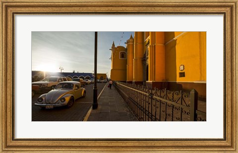 Framed Volkswagen Beetle, Parroquia De San Pedro, Cholula, Mexico Print