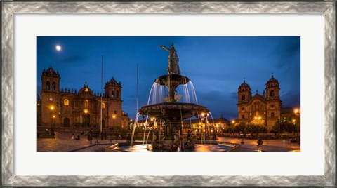 Framed Fountain at La Catedral, Plaza De Armas, Cusco City, Peru Print