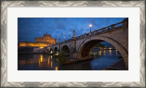 Framed Ponte Sant&#39;Angelo over river with Hadrian&#39;s Tomb in the background, Rome, Lazio, Italy Print