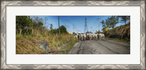 Framed Men with Horses on Road, Costa Rica Print