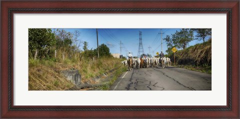 Framed Men with Horses on Road, Costa Rica Print