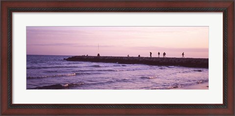 Framed Jetty in the Sea, Barcelona, Spain Print