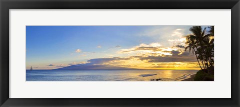 Framed Palm Trees at Dusk, Maui, Hawaii Print