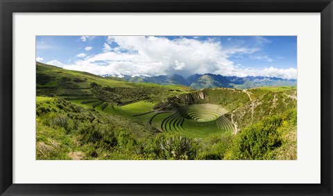 Framed Circular Inca Terraces of Moray, Machupicchu, Peru Print