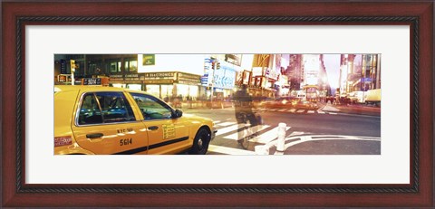 Framed Blurred Traffic in Times Square, New York City Print