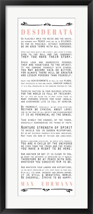 Framed Desiderata Bus Roll Black and Peach Text Print