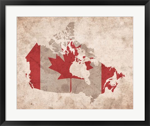 Framed Map with Flag Overlay Canada Print