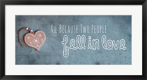 Framed Two People Fell in Love Wood Pendant Print
