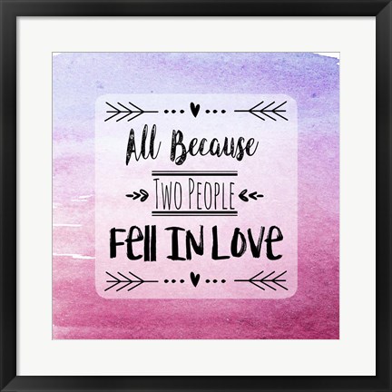 Framed Two People Fell in Love Magenta Ombre Print