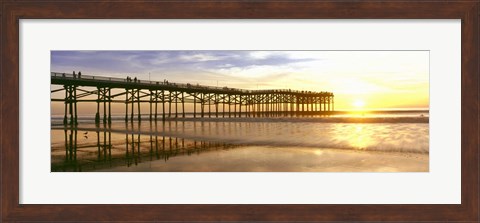 Framed Pier at Sunset, Crystal Pier, Pacific Beach, San Diego, California Print