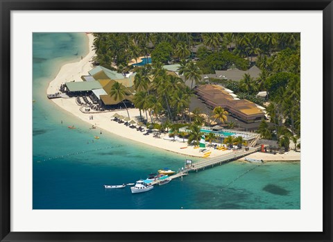 Framed Aerial View of Plantation Island Resort, Malolo Lailai Island, Fiji Print