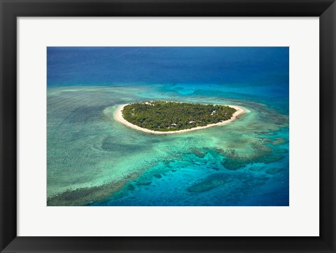 Framed Tavarua Island and coral reef, Mamanuca Islands, Fiji Print