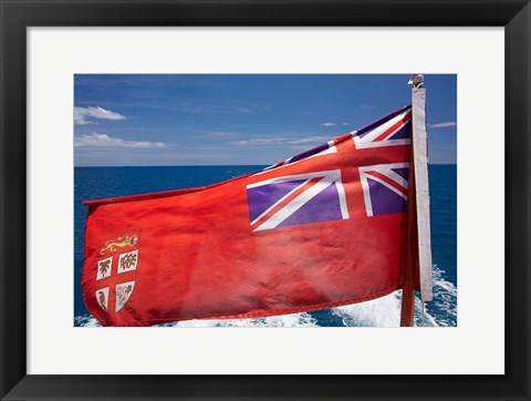 Framed Fiji Merchant Ensign flag, ferry, Viti Levu, Fiji Print