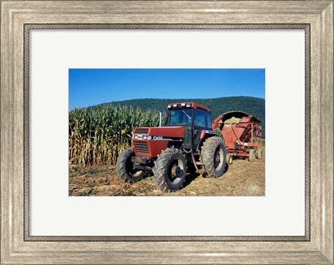 Framed Tractor and Corn Field in Litchfield Hills, Connecticut Print