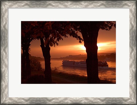 Framed Sunset, Cruise ship, Danube River, Bratislava, Slovakia Print