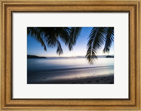 Framed Sunset over the beach, Naviti, Yasawa, Fiji, South Pacific Print