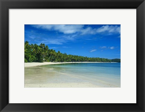 Framed White sand beach and water at the Nanuya Lailai island, the blue lagoon, Yasawa, Fiji, South Pacific Print