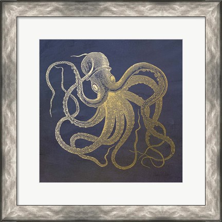 Framed Golden Octopus Print