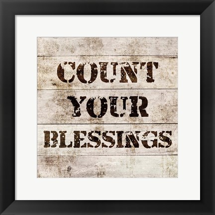 Framed Count Your Blessings In Wood Print