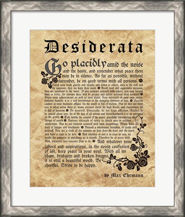 Framed Old English Desiderata Print