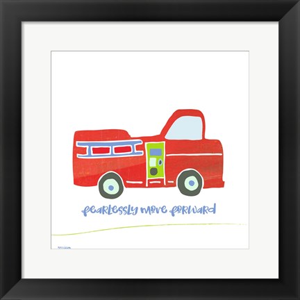 Framed Go Fearlessly Firetruck Print