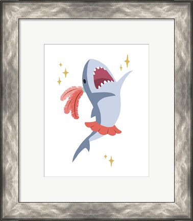 Framed Wash Brush Floss Flush Shark Coral Part I Print