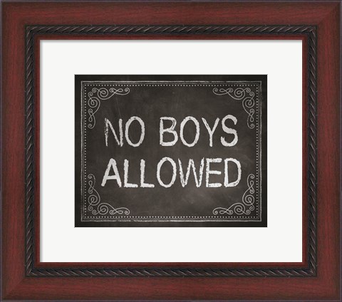 Framed No Boys Allowed Chalkboard Background Print