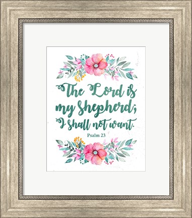 Framed Lord Is My Shepherd-Floral Print