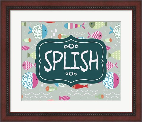 Framed Splish and Splash Fish Pattern Green Part I Print