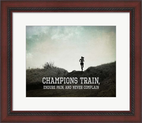 Framed Champions Train Woman Black and White Print