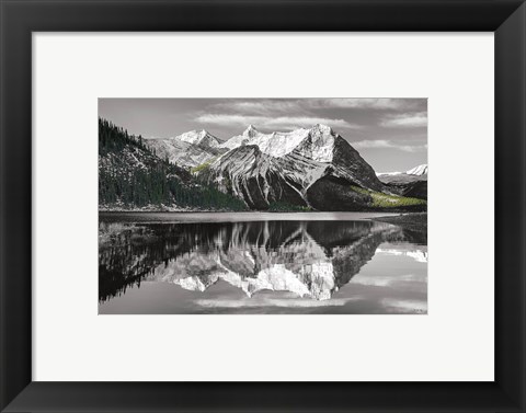 Framed Kananaskis Lake Reflection BW with Color Print