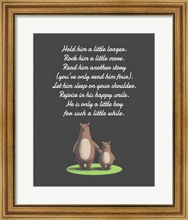 Framed Hold Him A Little Longer Bear And Cub Gray Print