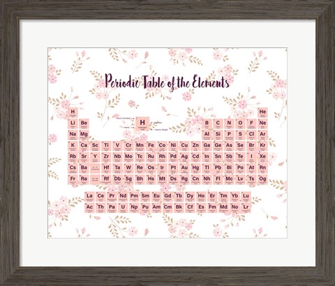 Framed Periodic Table Of The Elements Pink Floral Print