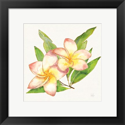 Framed Tropical Fun Flowers I with Gold Print