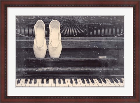 Framed Ballet Shoes And Piano Old Photo Style Dust and Scratches Print