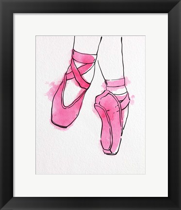 Framed Ballet Shoes En Pointe Pink Watercolor Part II Print