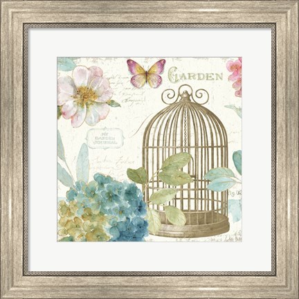 Framed Rainbow Seeds Floral Birdcage III v2 Print