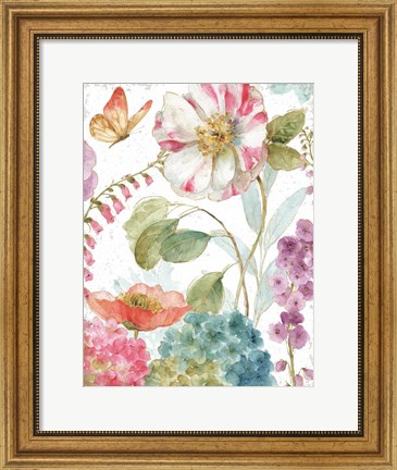 Framed Rainbow Seeds Flowers II Crop on Wood Print