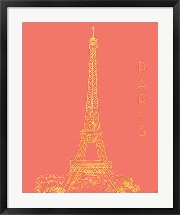 Framed Paris on Coral Print