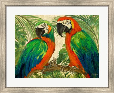 Framed Island Birds on Burlap Print