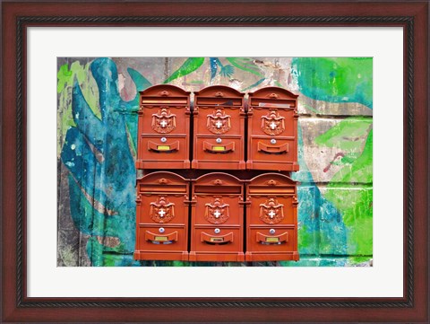 Framed City Mail Boxes Print
